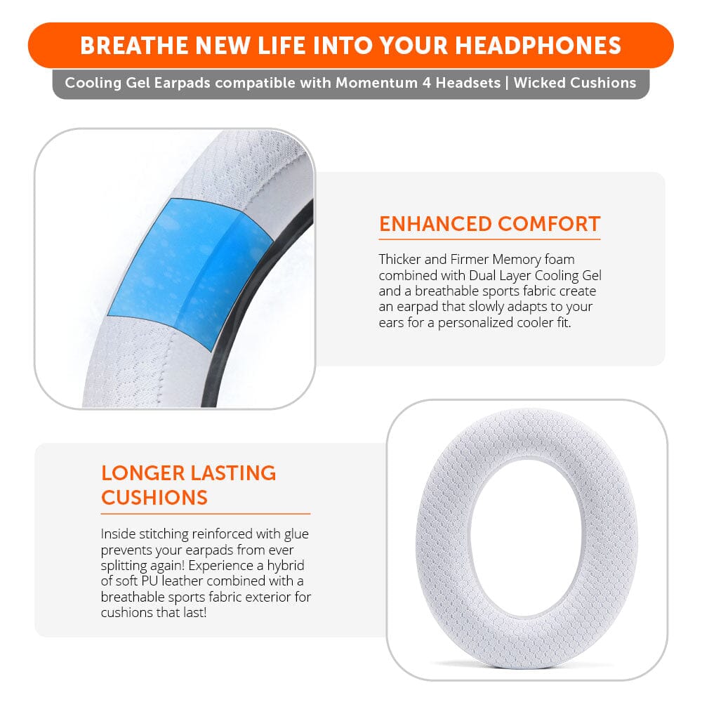 WC FreeZe Cooling Gel Earpads for Sennheiser Momentum 4 Wireless