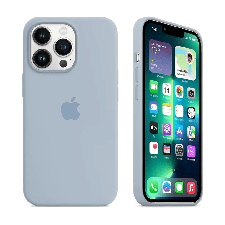 iPhone Silicone Case Grey Blue Full Body Protective Phone Back Cover