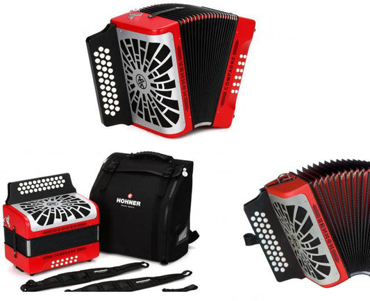 Hohner Compadre Diatonic Accordion - Keys of F/Bb/Eb - Red -NEW