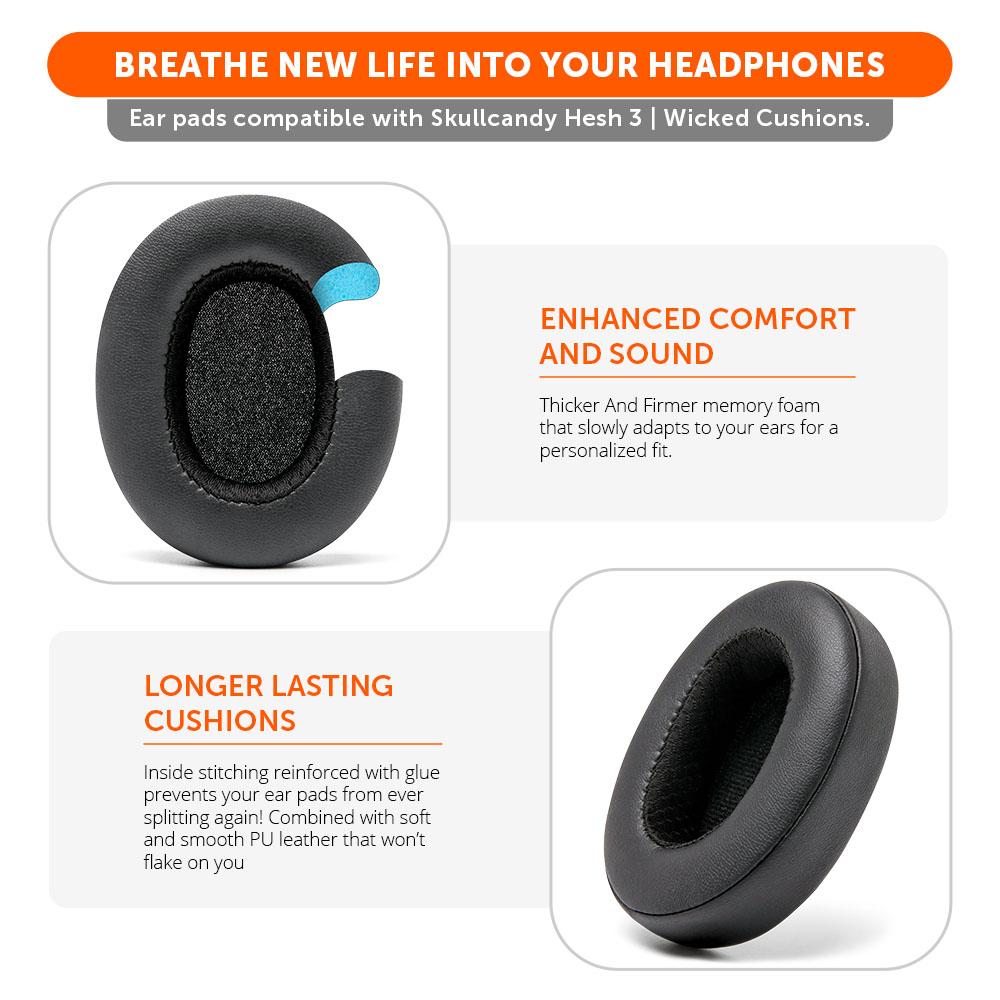 Skullcandy Hesh 3 Replacement Earpads PU Leather Over-Ear Cushions