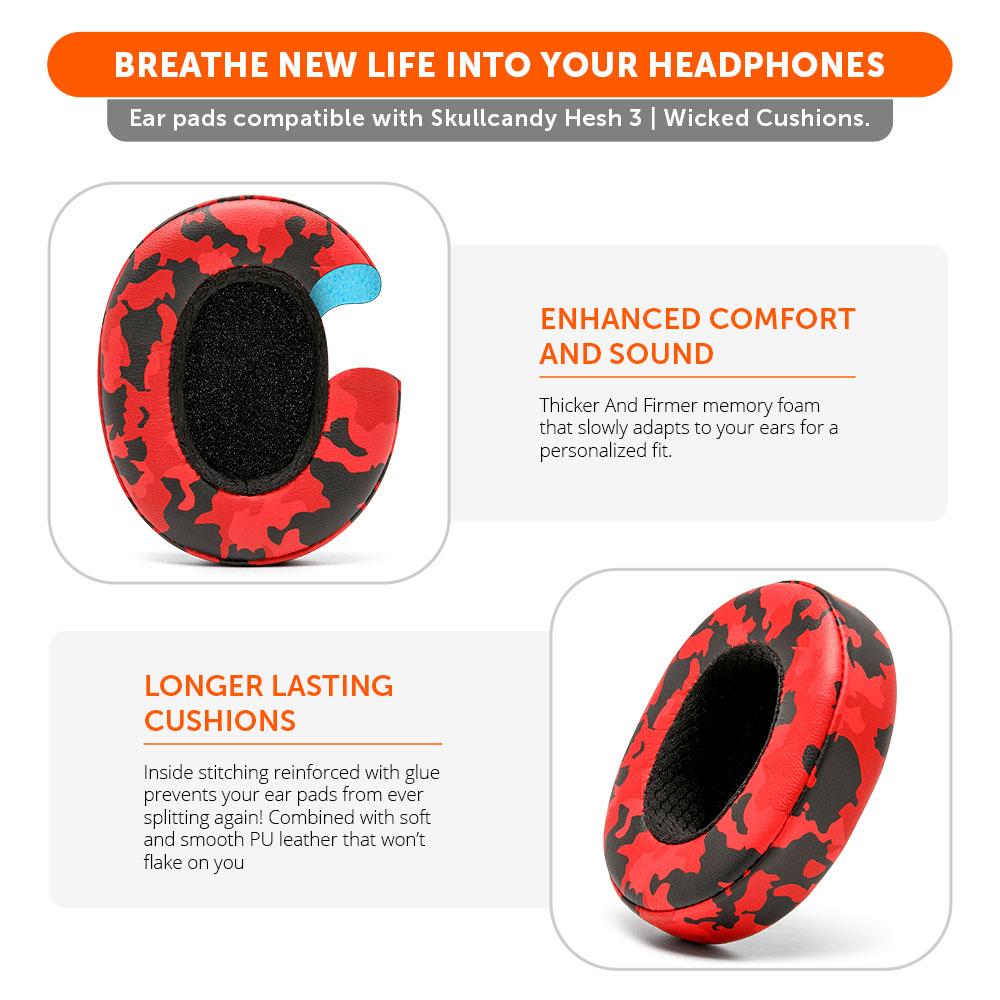 Skullcandy Hesh 3 Replacement Earpads PU Leather Over-Ear Cushions