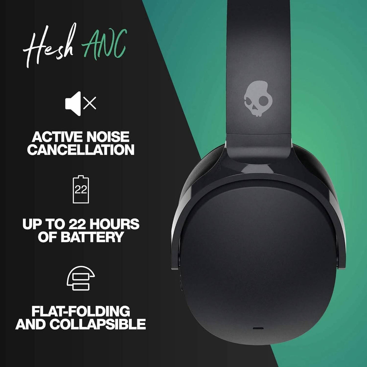Skullcandy True Black Active Noise Cancelling Wireless Over-Ear Headphone