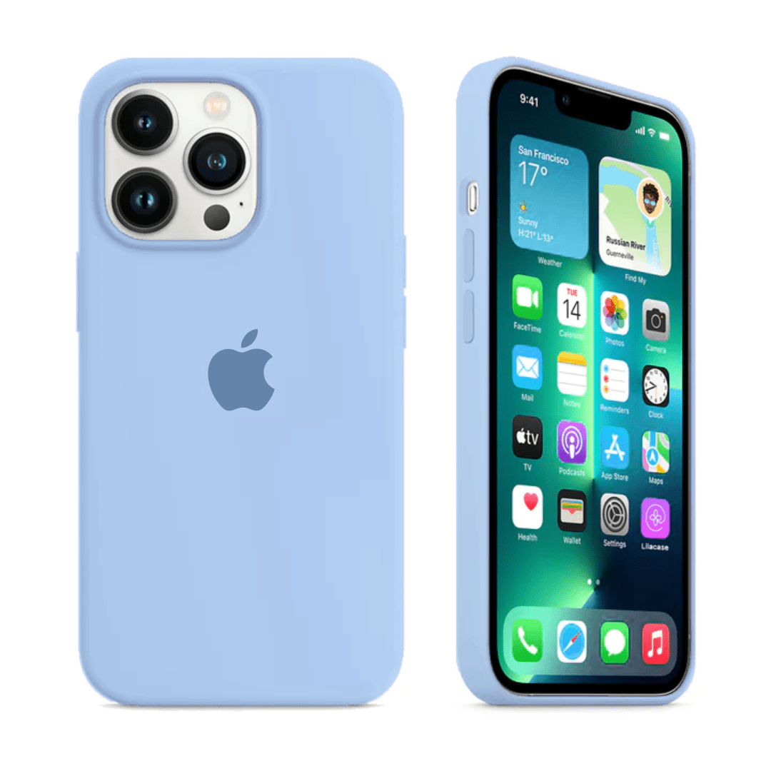 iPhone Silicone Case Sky Blue Full Body Protective Phone Back Cover Apple