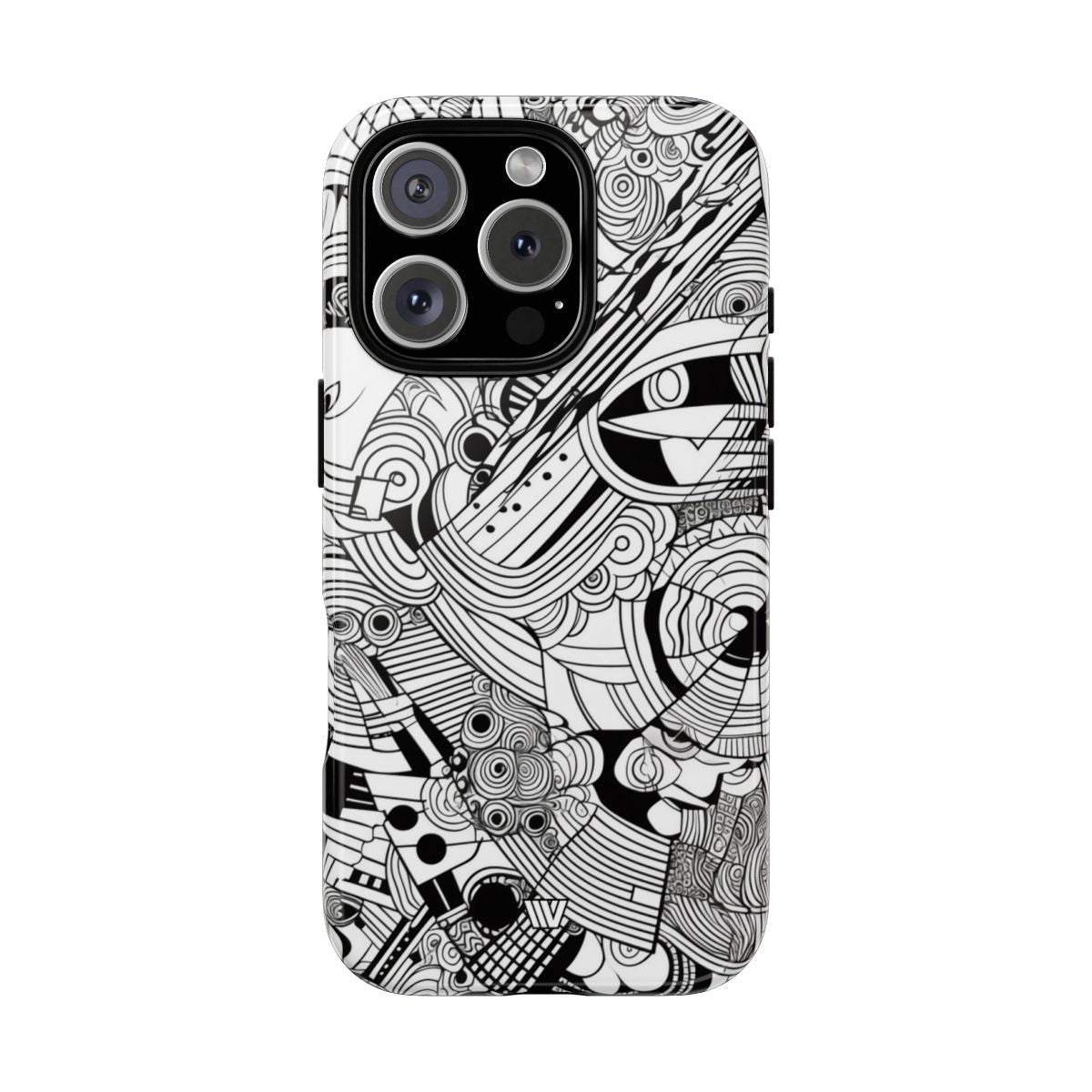 B&W Abstract Doodle Tough Phone Case with Impact Resistance Polycarbonate Shell