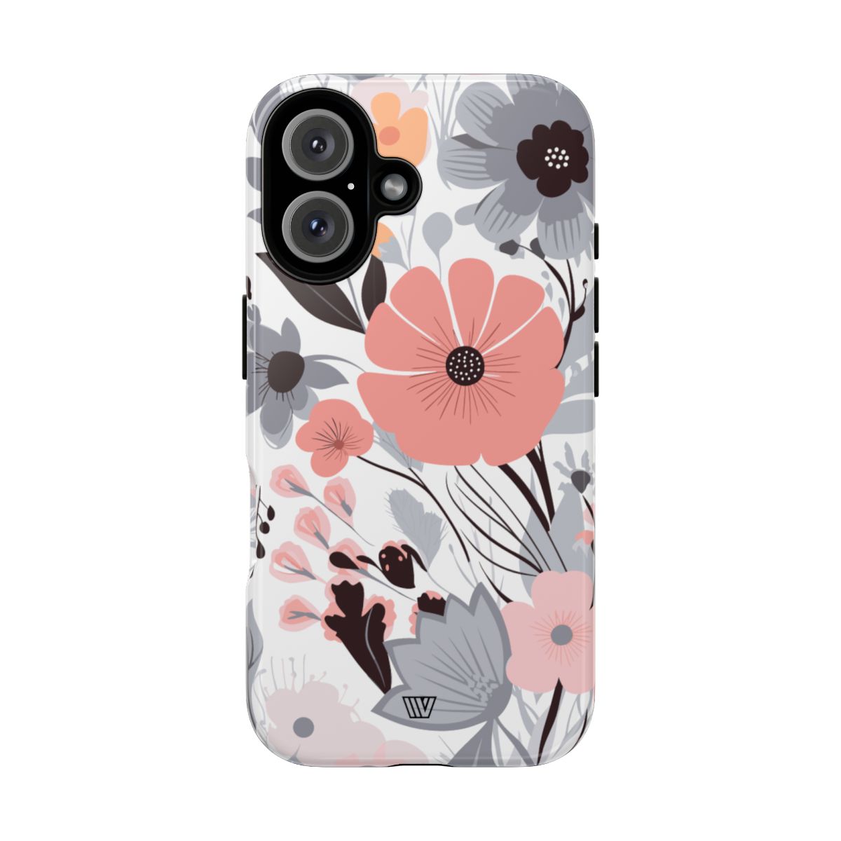 Gray Pastel Flowers Tough Phone Case