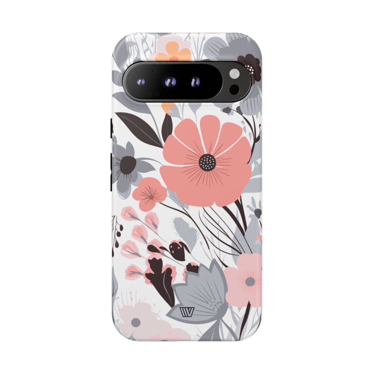 Gray Pastel Flowers Tough Phone Case