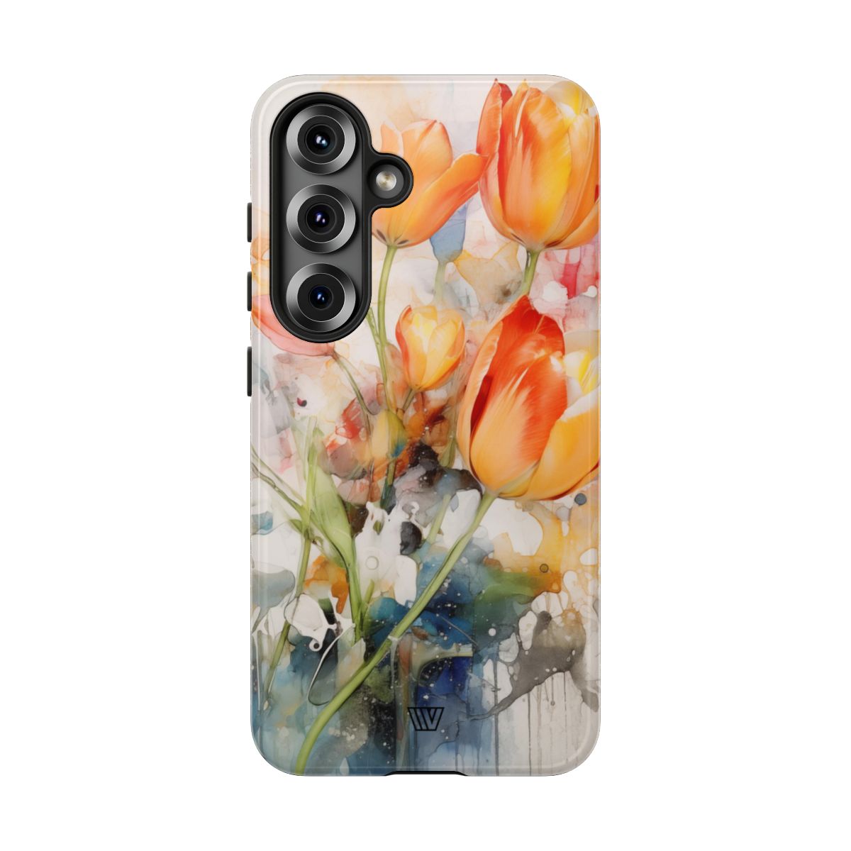Watercolor Tulips Tough Phone Case Impact Resistant Polycarbonate Shell