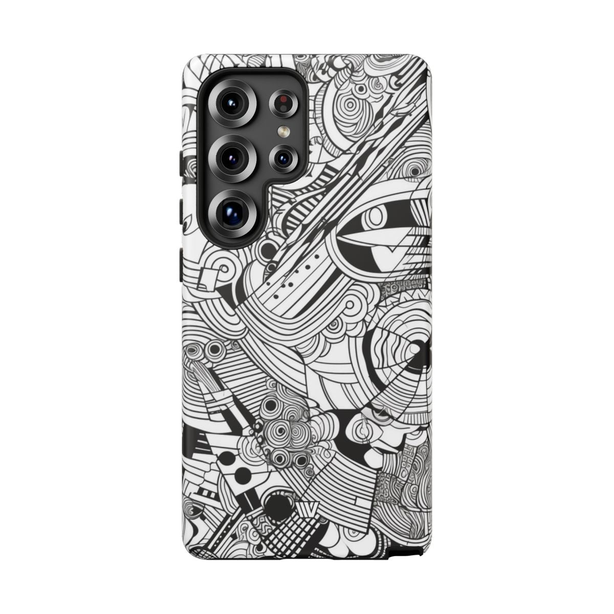 B&W Abstract Doodle Tough Phone Case with Impact Resistance Polycarbonate Shell