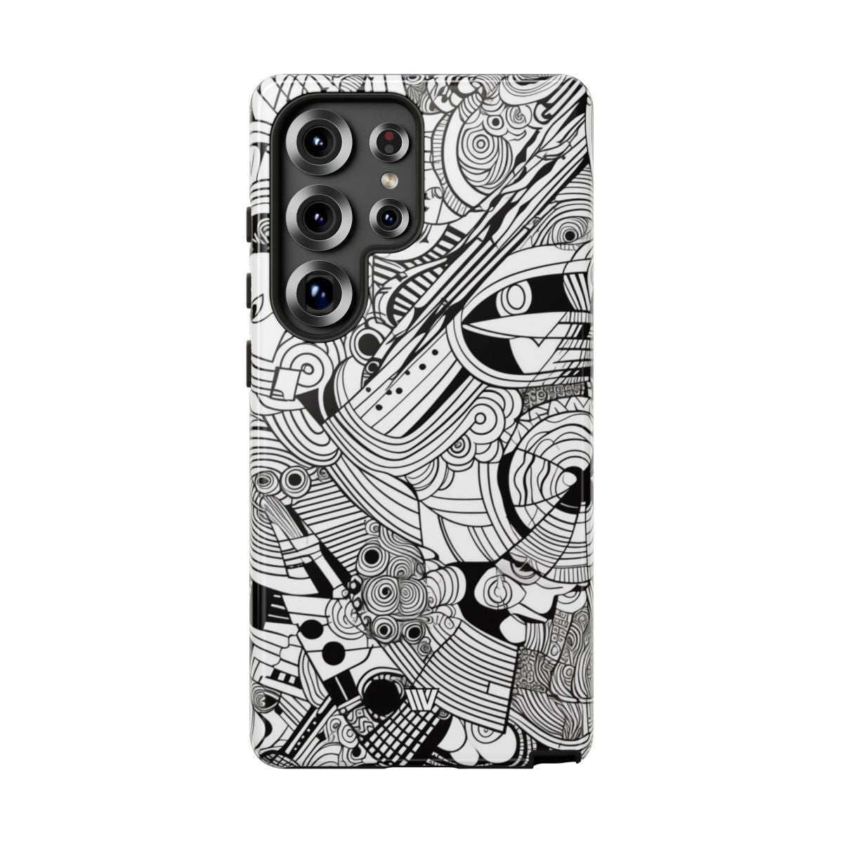 B&W Abstract Doodle Tough Phone Case with Impact Resistance Polycarbonate Shell