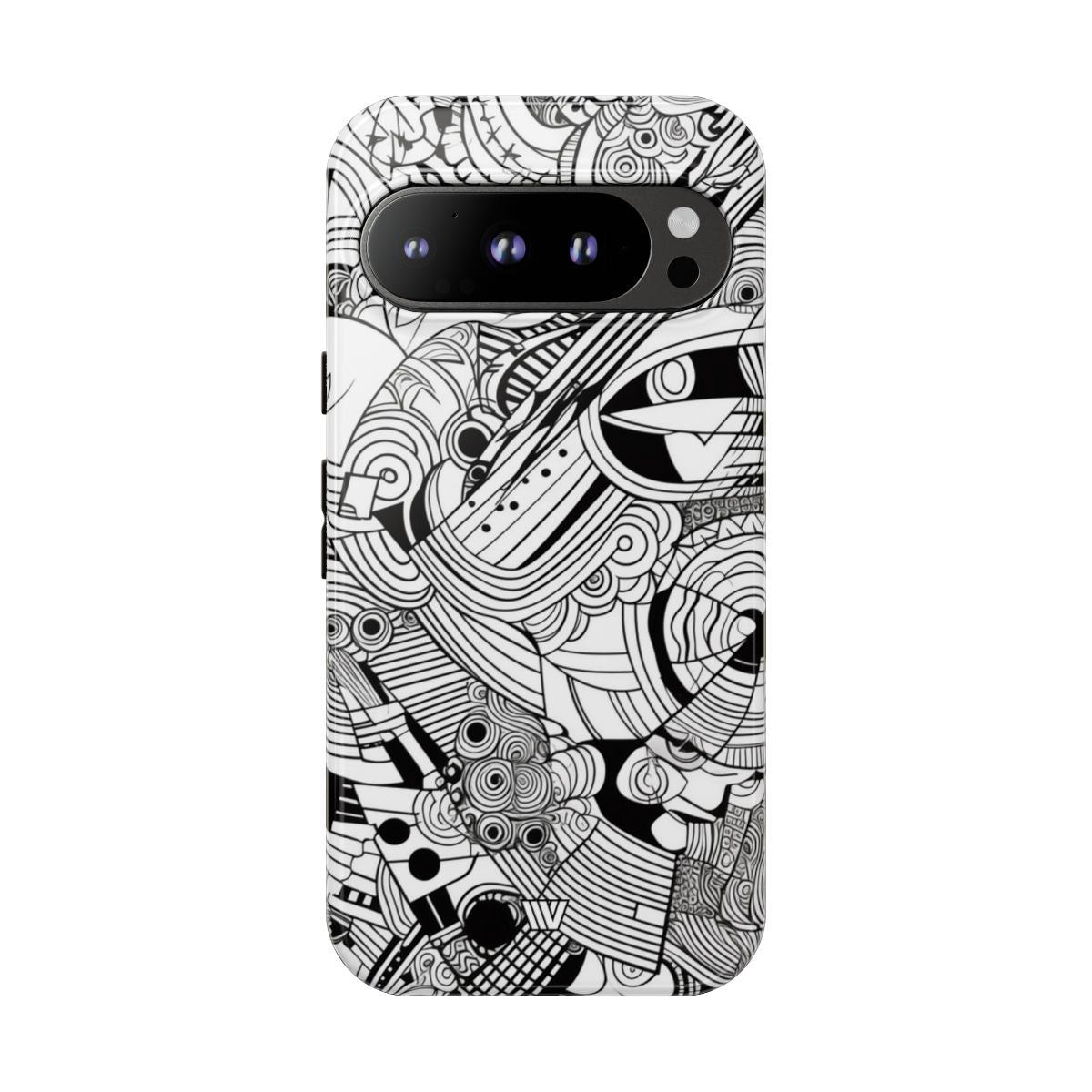 B&W Abstract Doodle Tough Phone Case with Impact Resistance Polycarbonate Shell