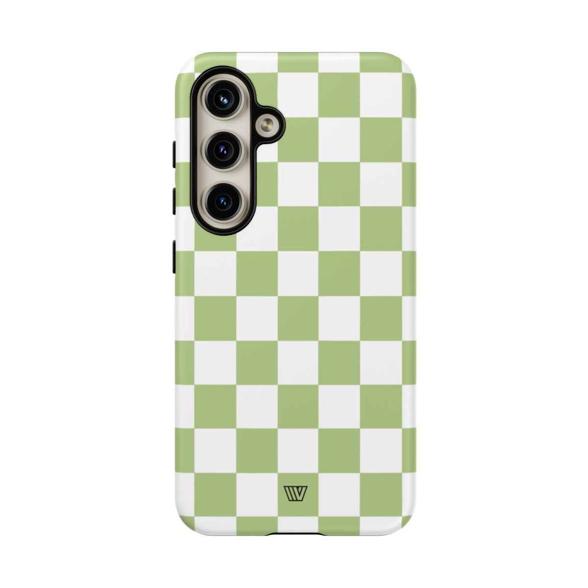 Pale Olive White Checkerboard Tough Phone Case