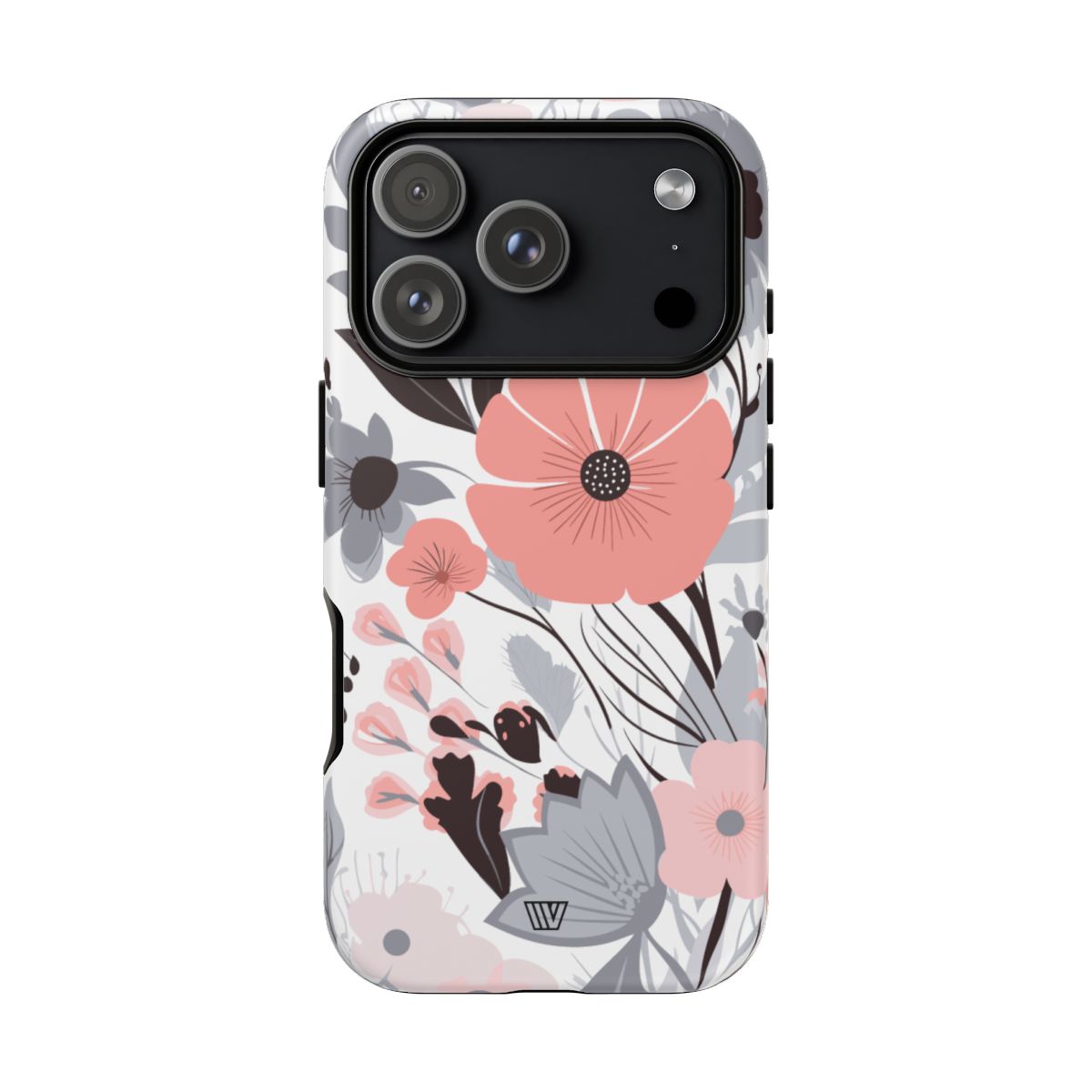 Gray Pastel Flowers Tough Phone Case
