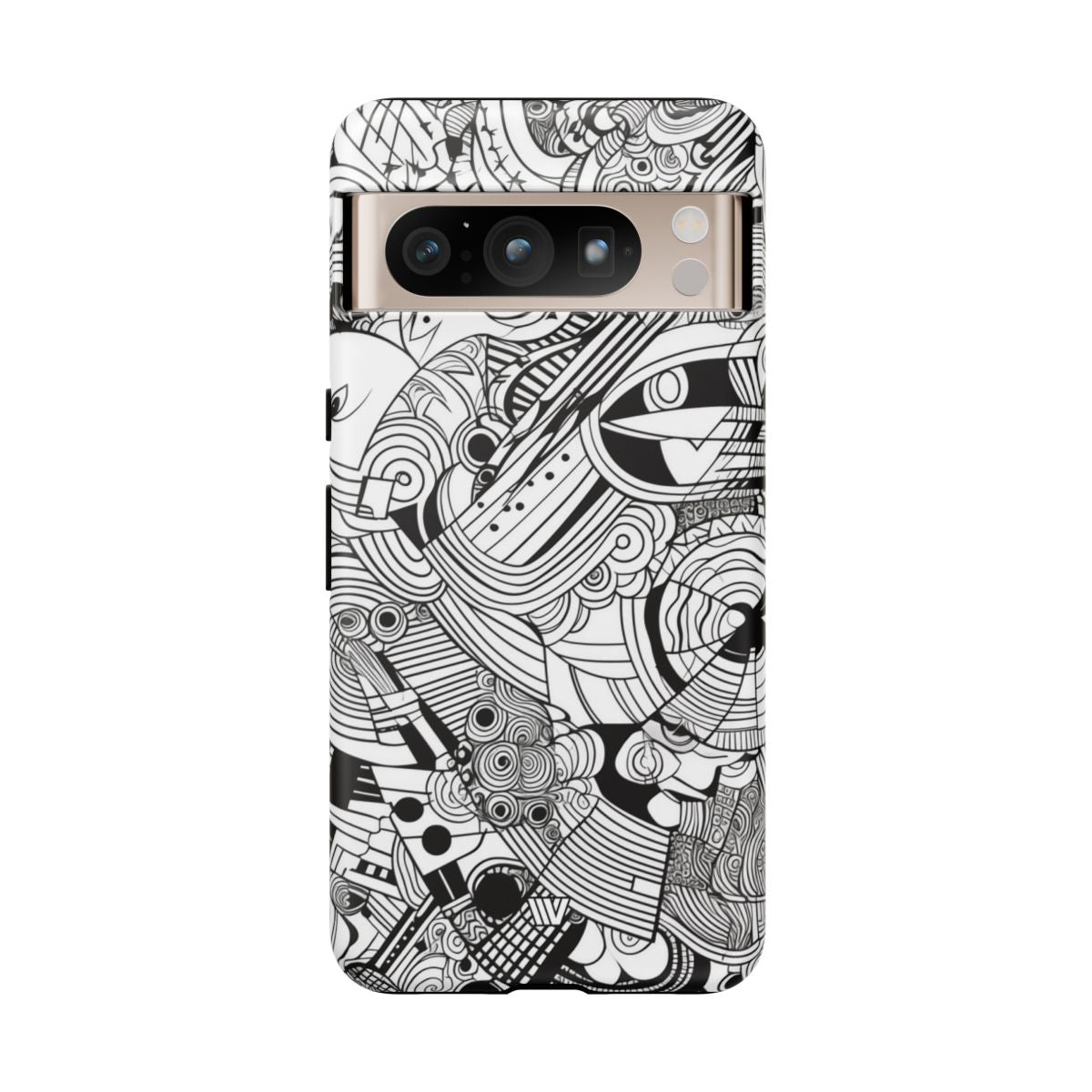 B&W Abstract Doodle Tough Phone Case with Impact Resistance Polycarbonate Shell