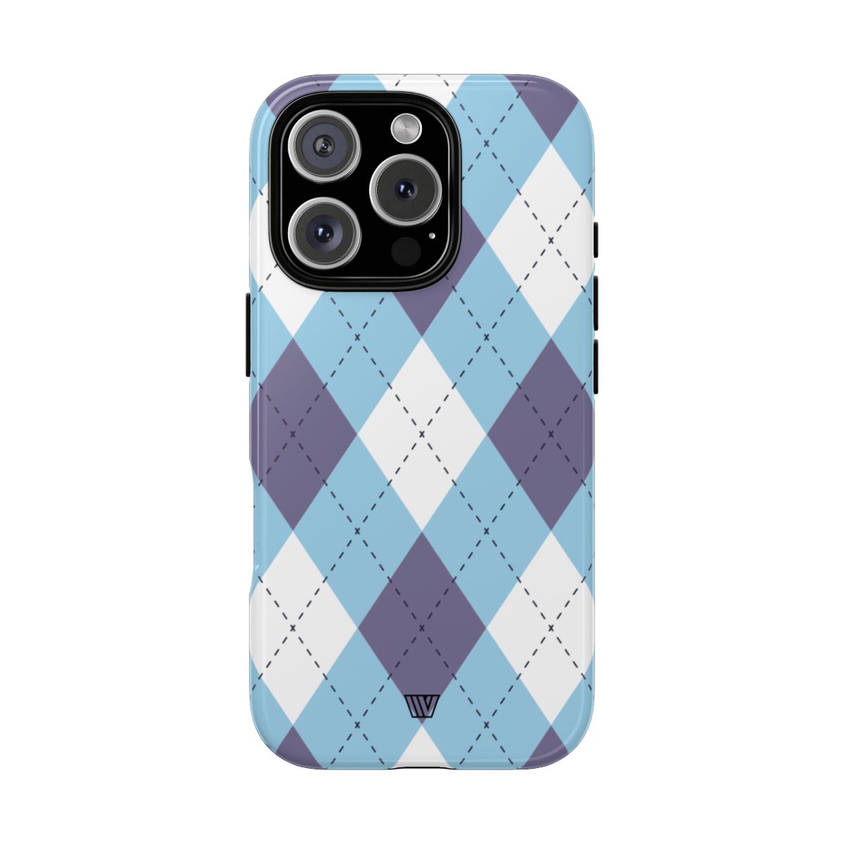 Tough Phone Case Blue White Purple Argyle Polycarbonate Shell