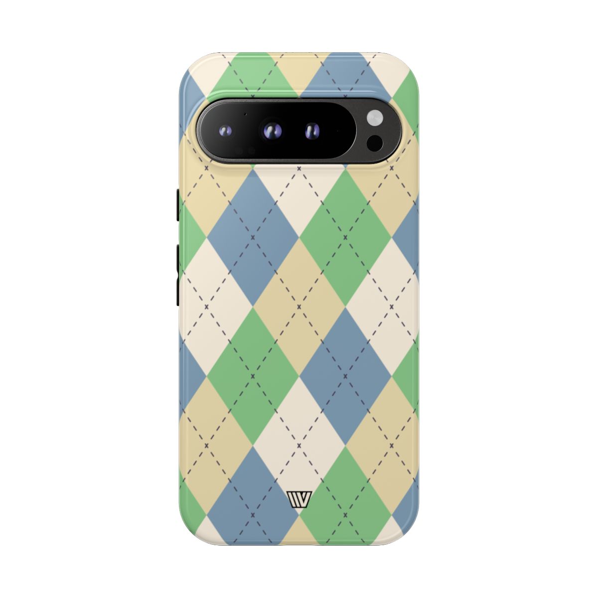 Tough Phone Case Green Blue Beige Argyle Polycarbonate Shell