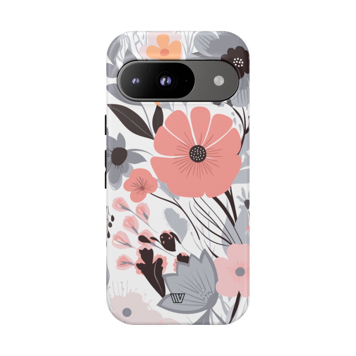 Gray Pastel Flowers Tough Phone Case