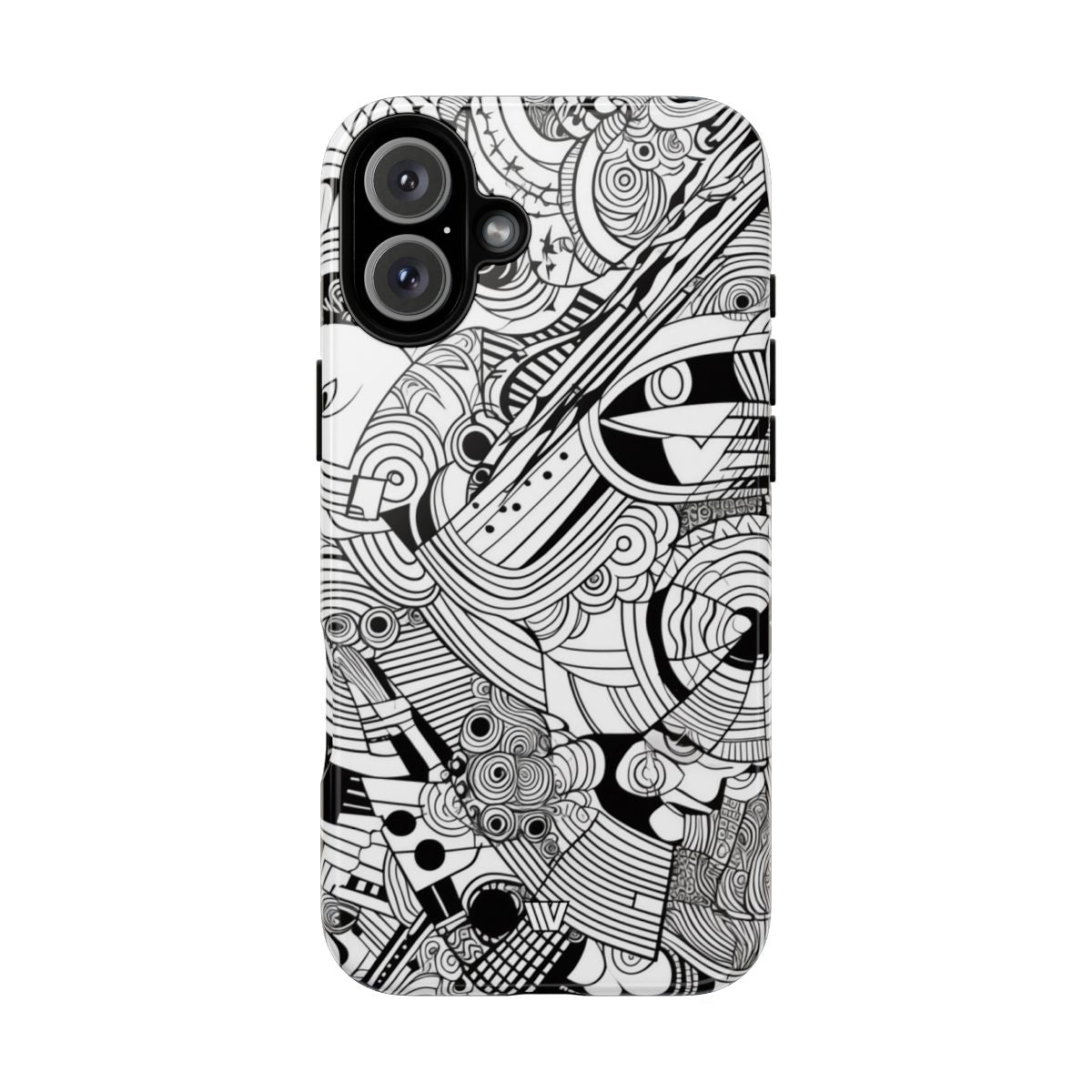 B&W Abstract Doodle Tough Phone Case with Impact Resistance Polycarbonate Shell