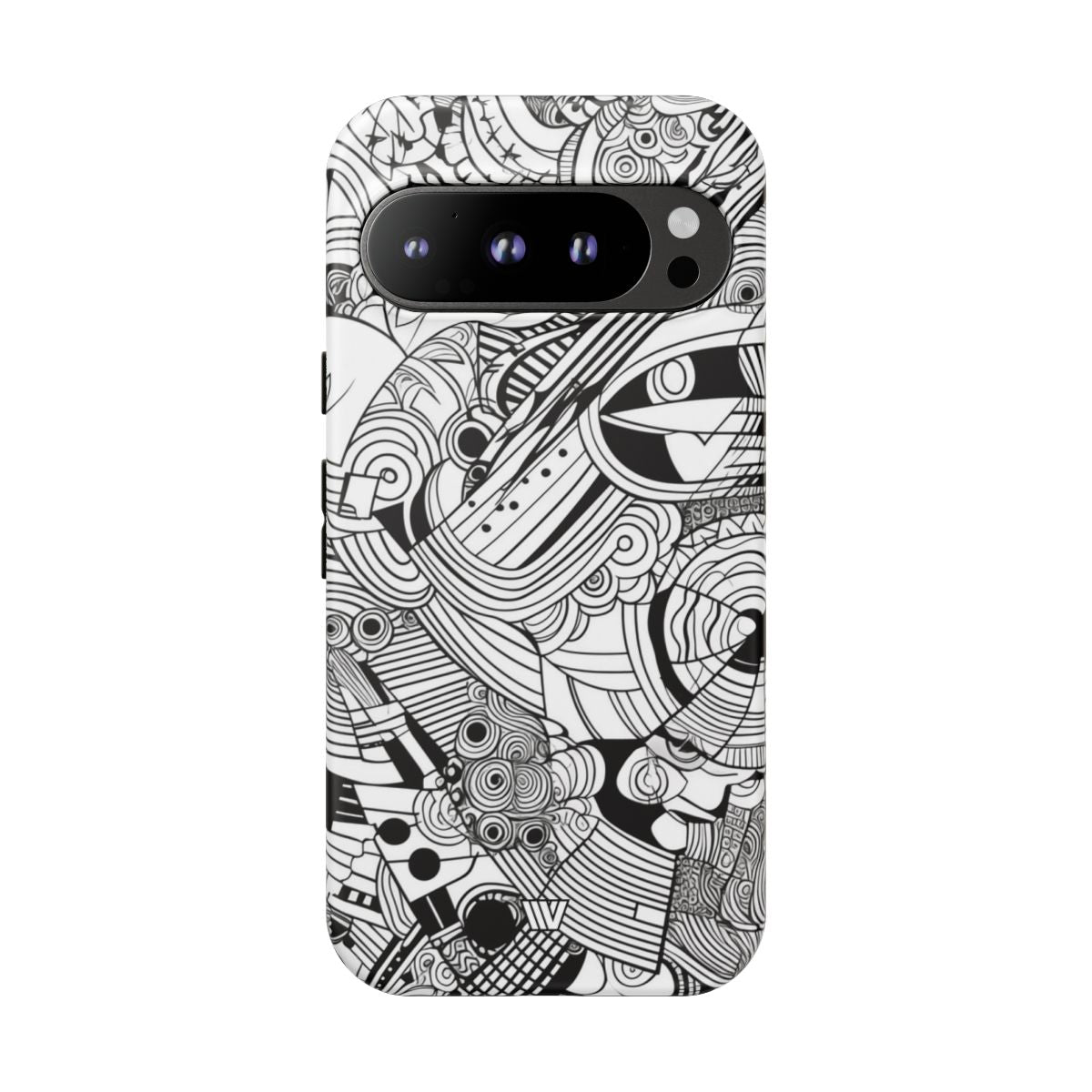 B&W Abstract Doodle Tough Phone Case with Impact Resistance Polycarbonate Shell