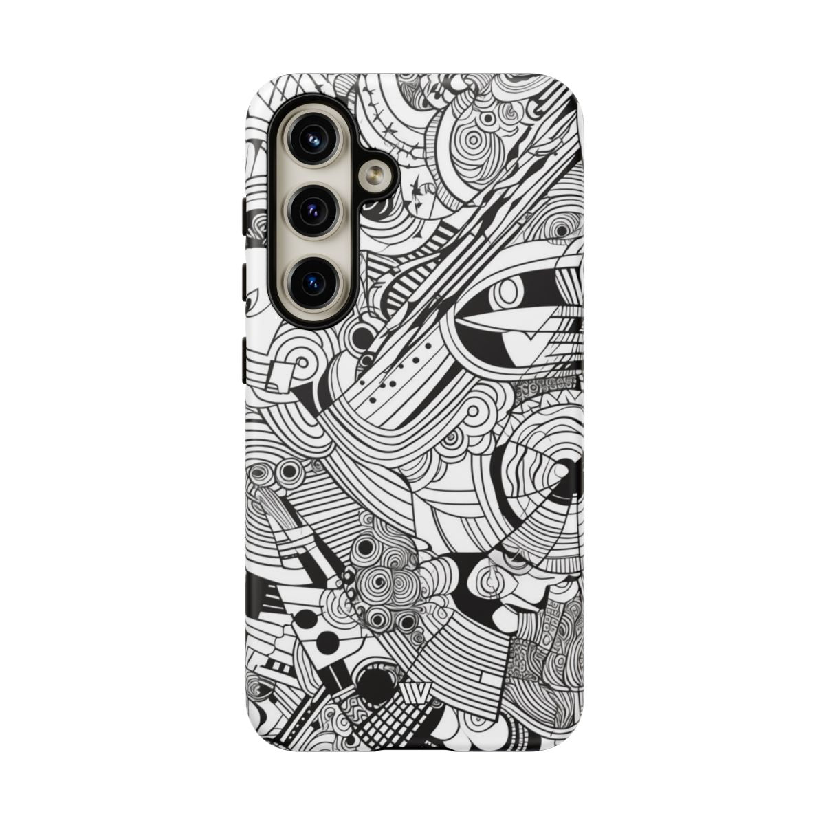 B&W Abstract Doodle Tough Phone Case with Impact Resistance Polycarbonate Shell