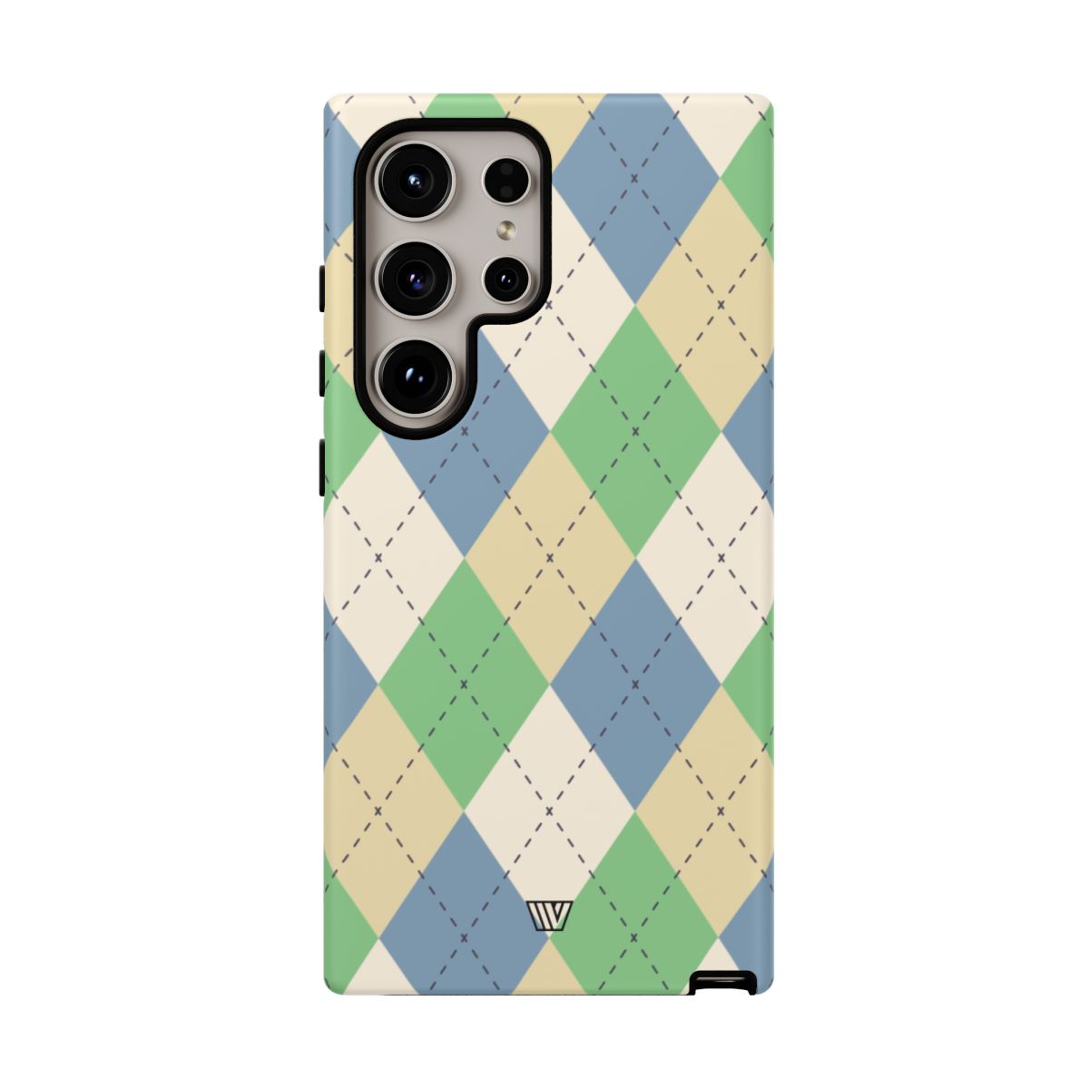 Tough Phone Case Green Blue Beige Argyle Polycarbonate Shell