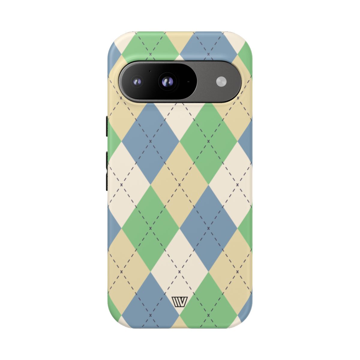 Tough Phone Case Green Blue Beige Argyle Polycarbonate Shell