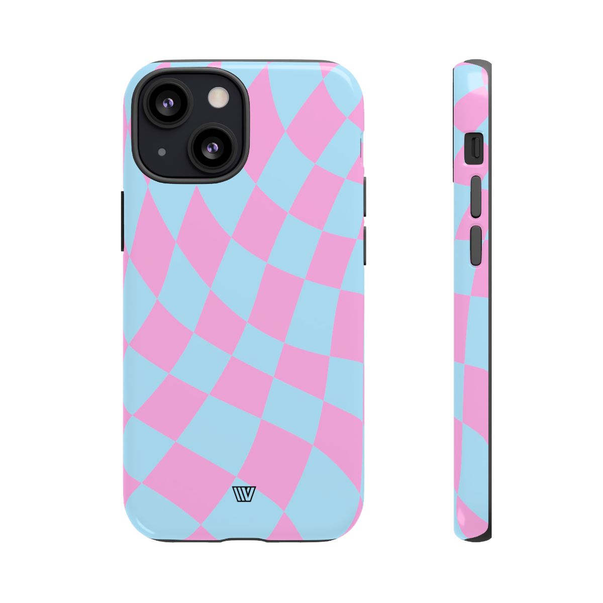 Blue Pink Curvy Checkerboard Tough Phone Case Trovvve