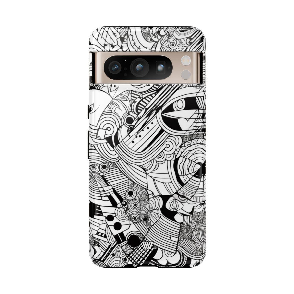 B&W Abstract Doodle Tough Phone Case with Impact Resistance Polycarbonate Shell