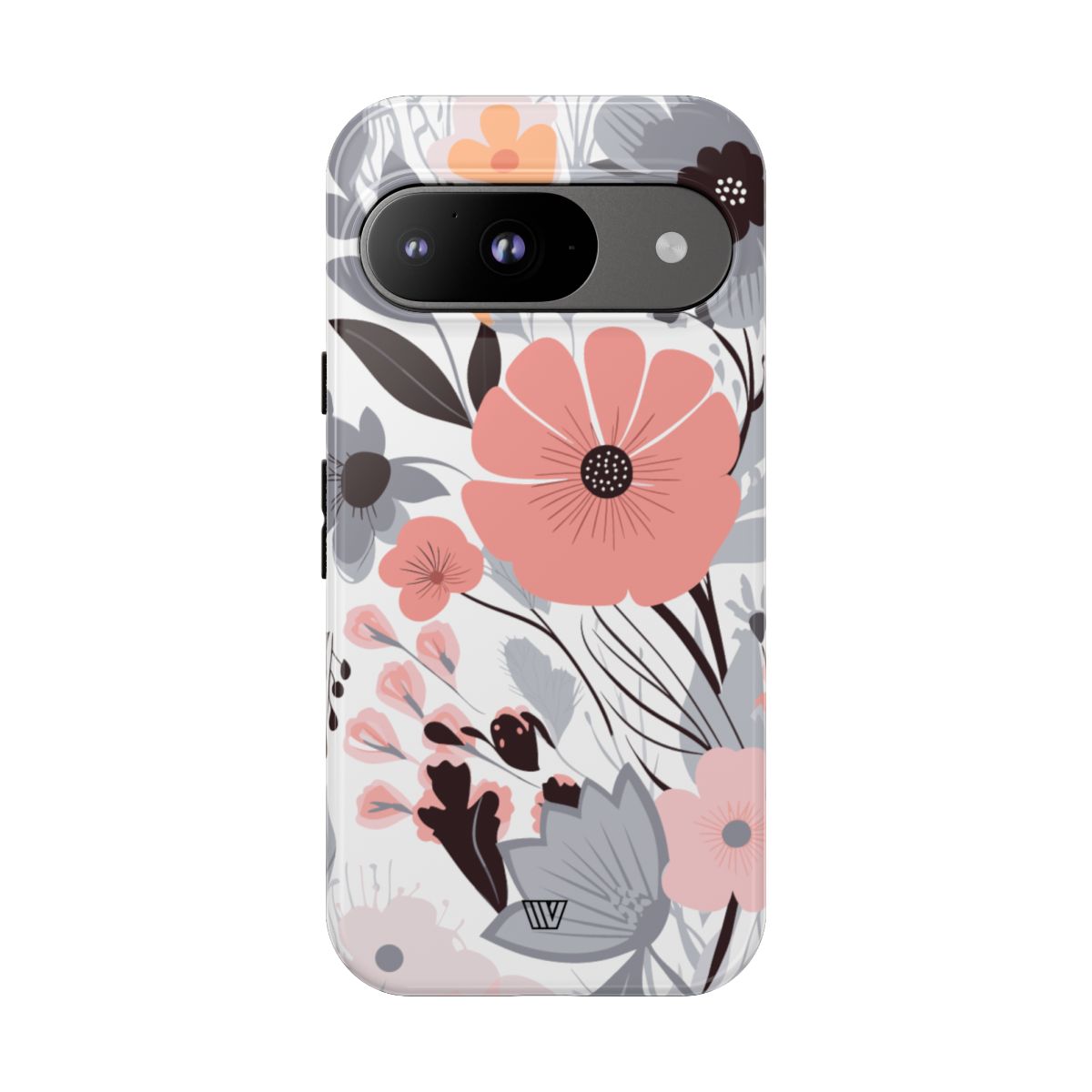 Gray Pastel Flowers Tough Phone Case