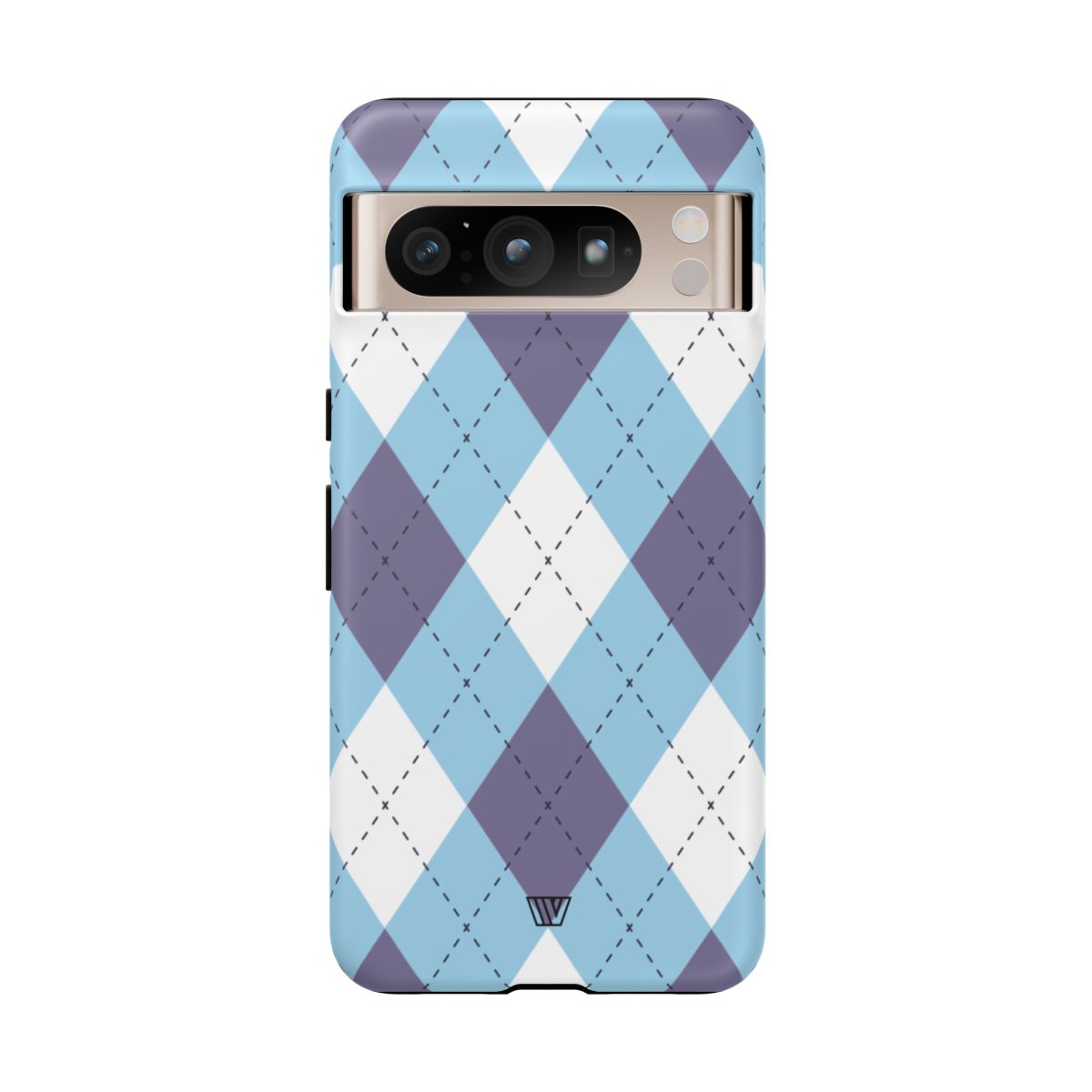 Tough Phone Case Blue White Purple Argyle Polycarbonate Shell