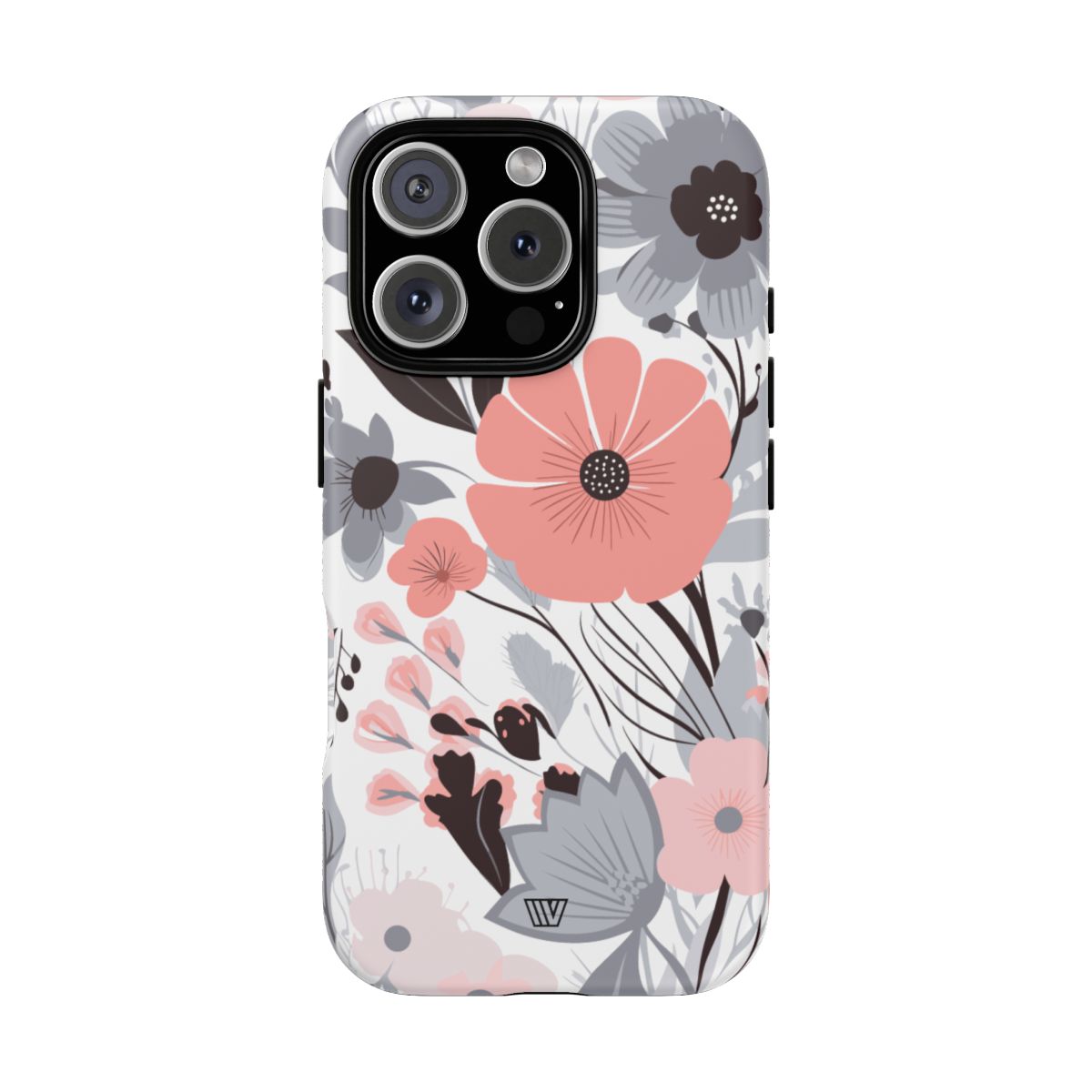 Gray Pastel Flowers Tough Phone Case