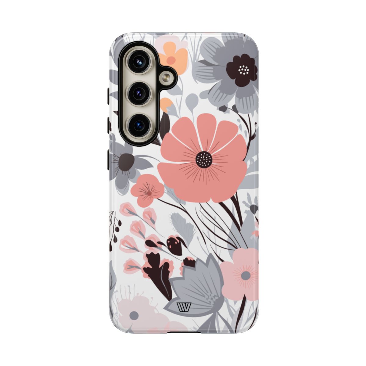 Gray Pastel Flowers Tough Phone Case