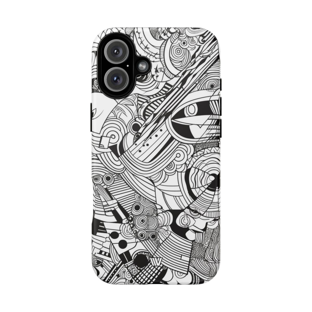 B&W Abstract Doodle Tough Phone Case with Impact Resistance Polycarbonate Shell