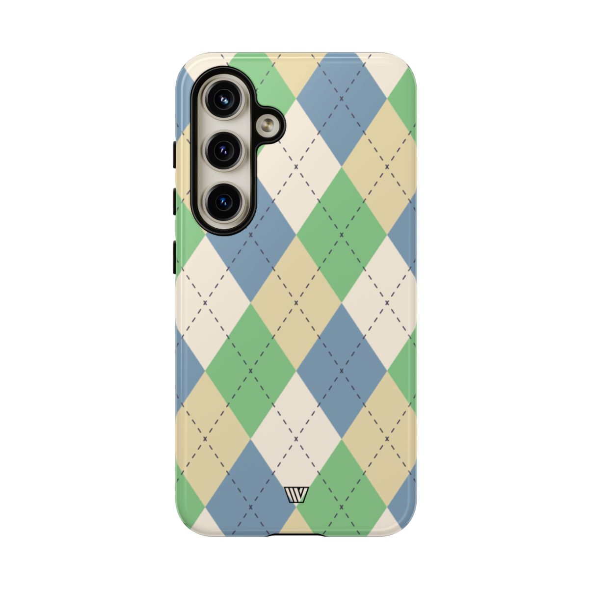 Tough Phone Case Green Blue Beige Argyle Polycarbonate Shell