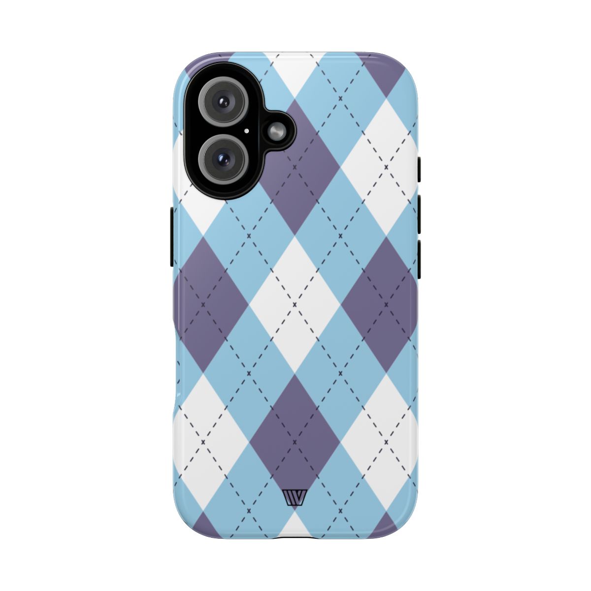 Tough Phone Case Blue White Purple Argyle Polycarbonate Shell