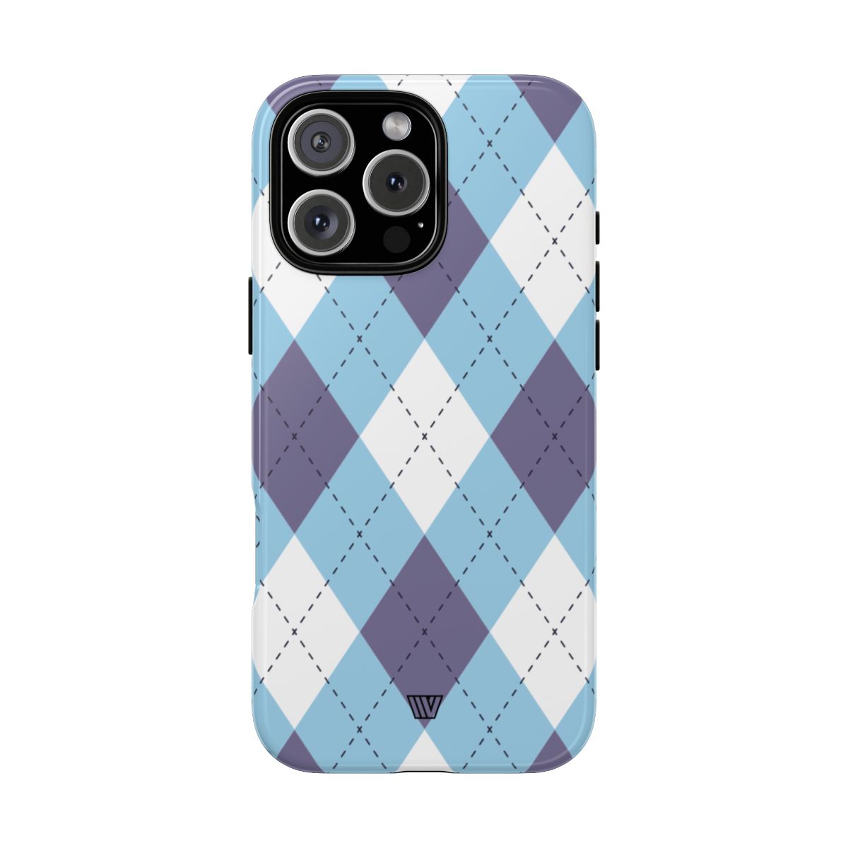 Tough Phone Case Blue White Purple Argyle Polycarbonate Shell