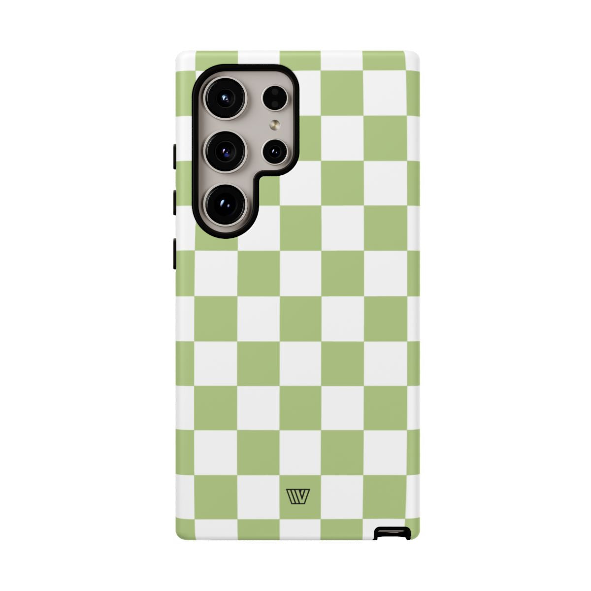 Pale Olive White Checkerboard Tough Phone Case