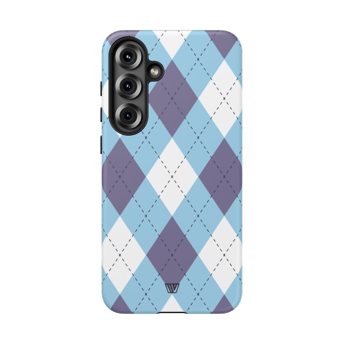 Tough Phone Case Blue White Purple Argyle Polycarbonate Shell