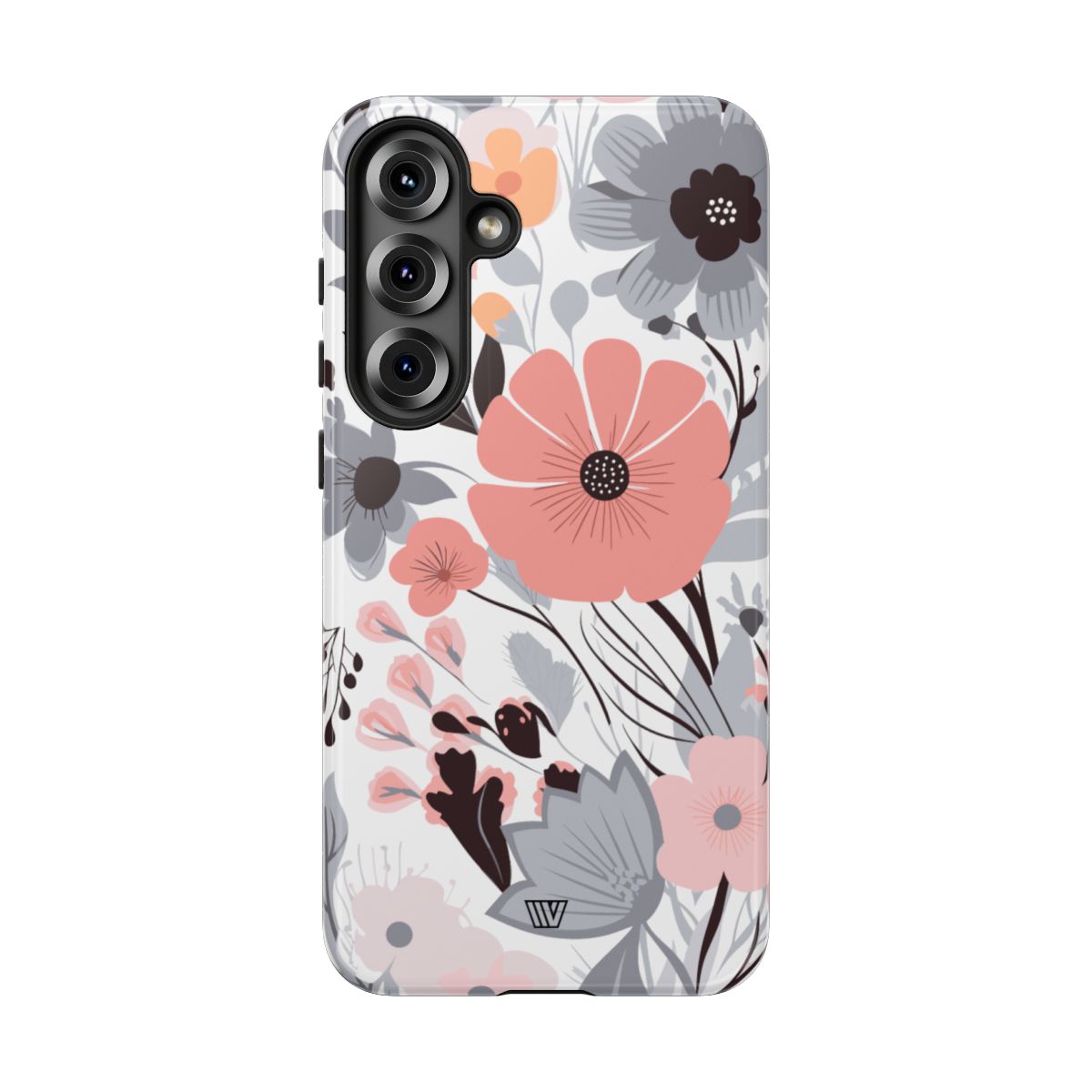 Gray Pastel Flowers Tough Phone Case