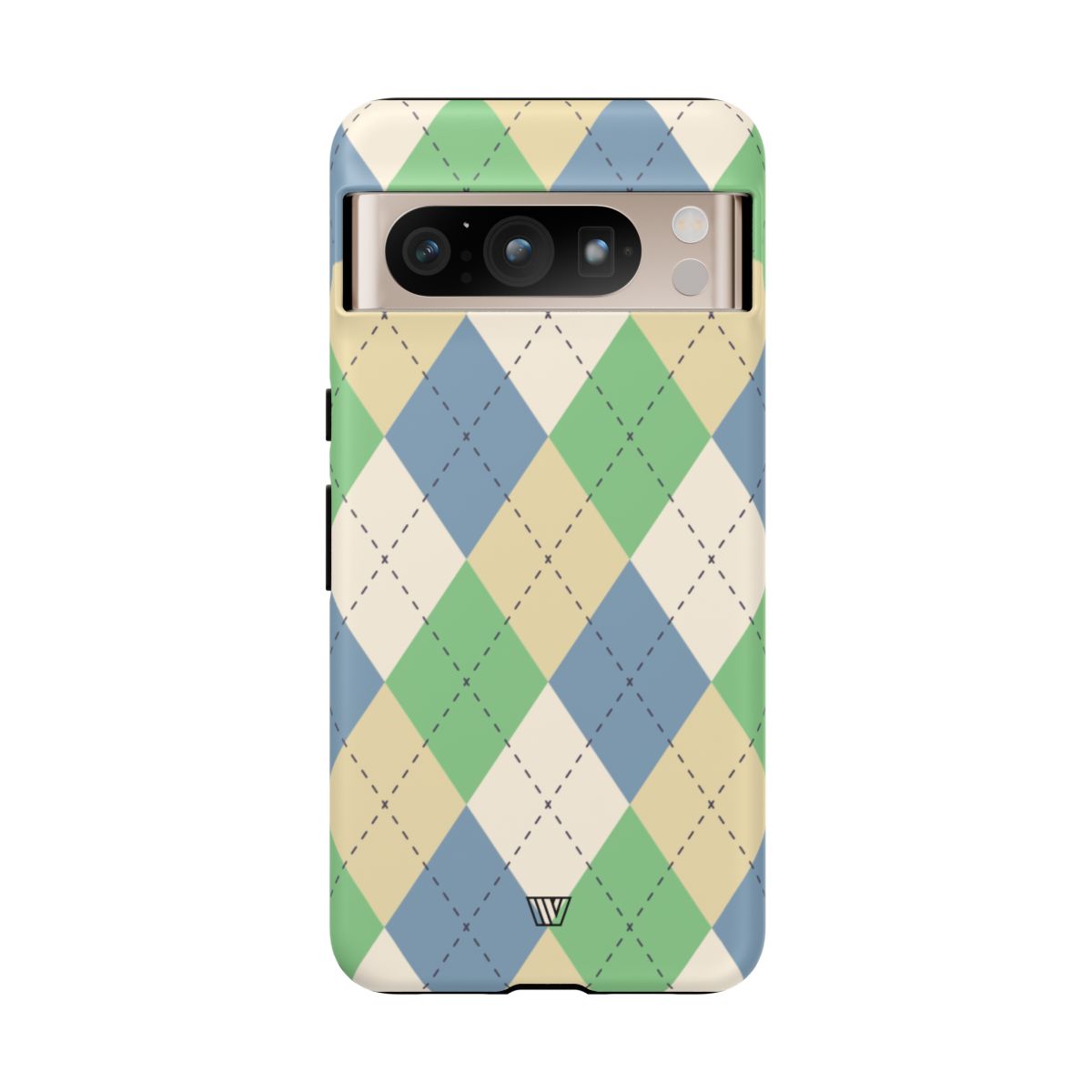 Tough Phone Case Green Blue Beige Argyle Polycarbonate Shell