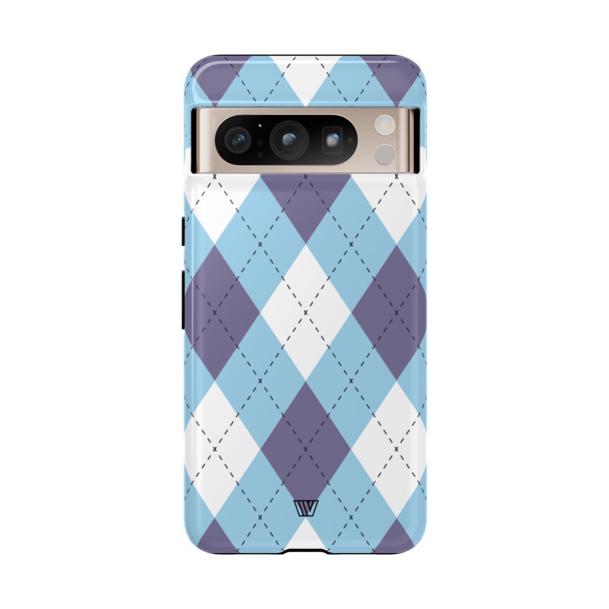 Tough Phone Case Blue White Purple Argyle Polycarbonate Shell