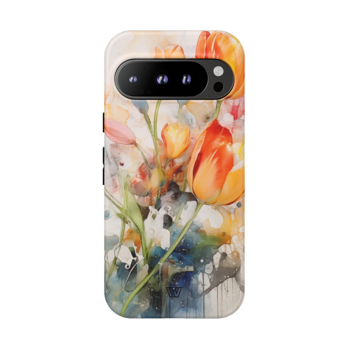 Watercolor Tulips Tough Phone Case Impact Resistant Polycarbonate Shell