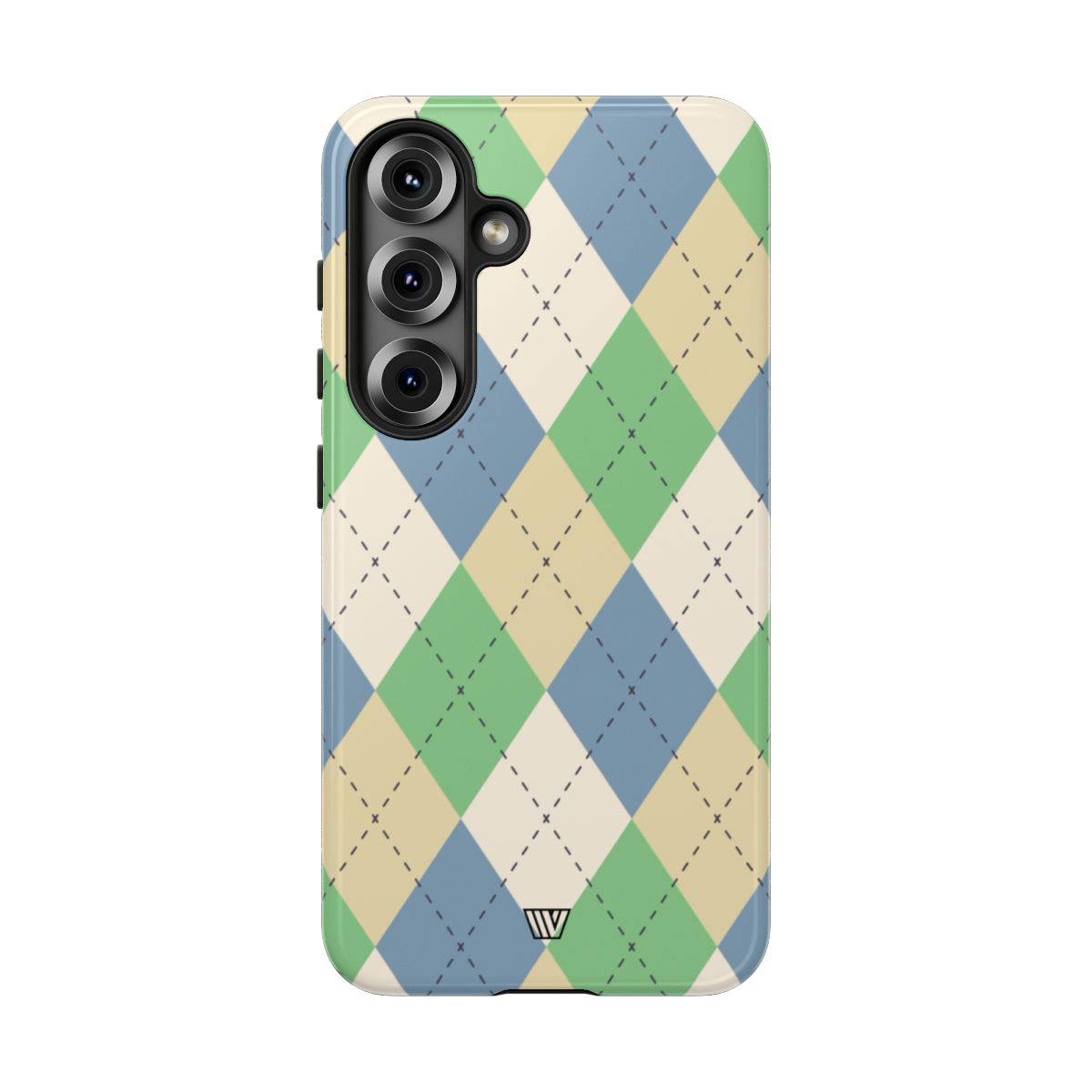Tough Phone Case Green Blue Beige Argyle Polycarbonate Shell