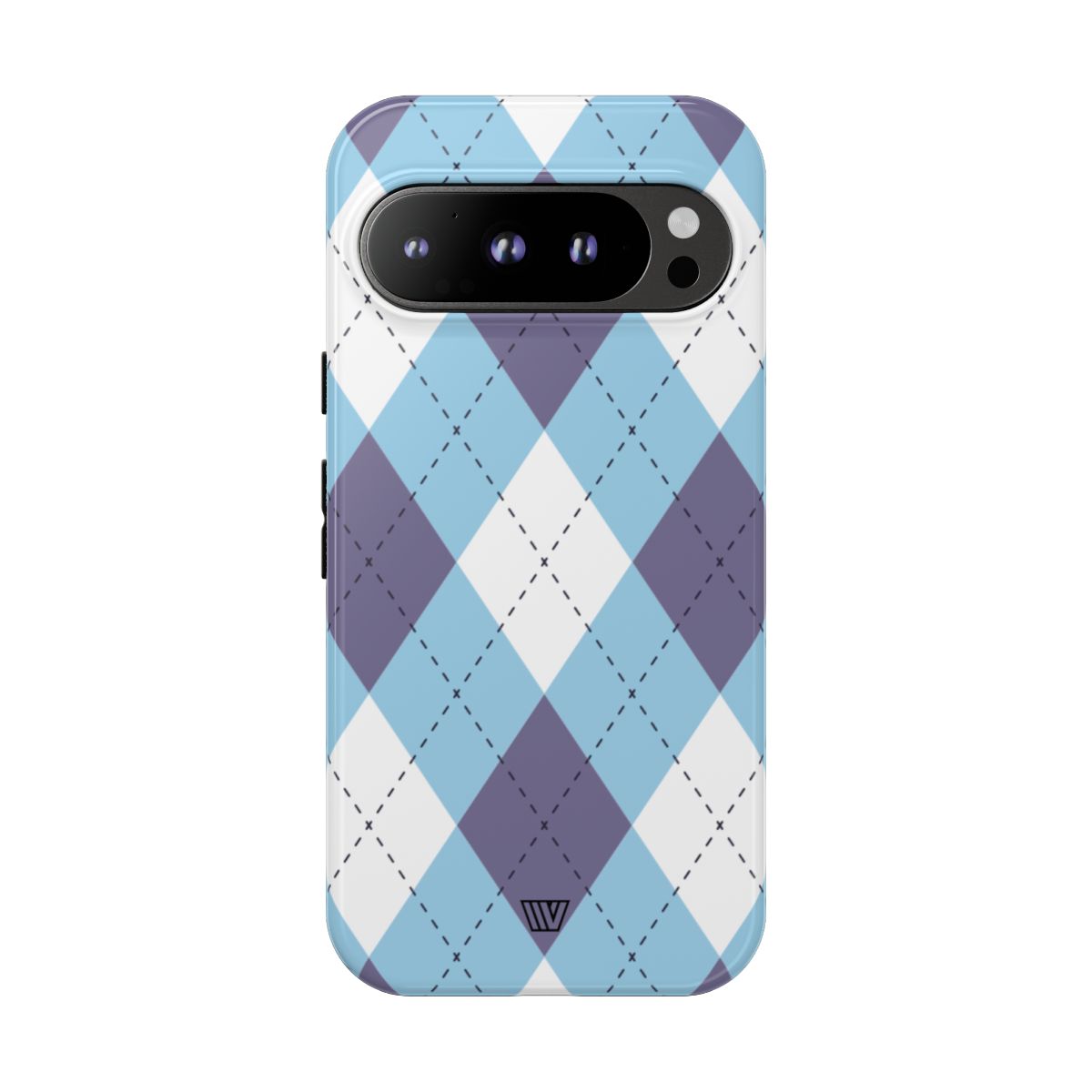 Tough Phone Case Blue White Purple Argyle Polycarbonate Shell