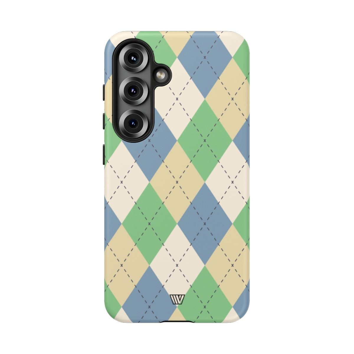 Tough Phone Case Green Blue Beige Argyle Polycarbonate Shell