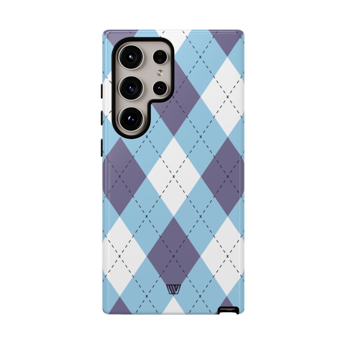 Tough Phone Case Blue White Purple Argyle Polycarbonate Shell