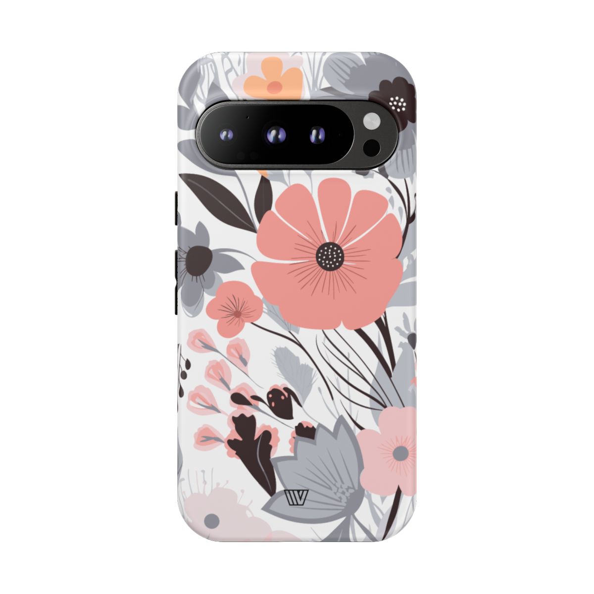 Gray Pastel Flowers Tough Phone Case