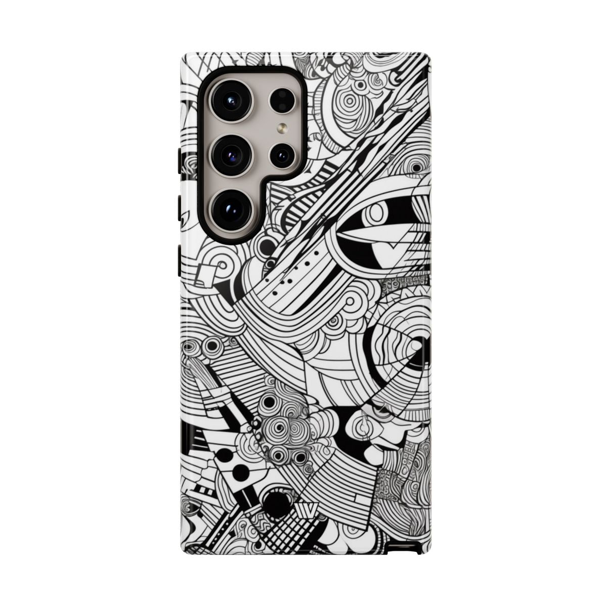 B&W Abstract Doodle Tough Phone Case with Impact Resistance Polycarbonate Shell