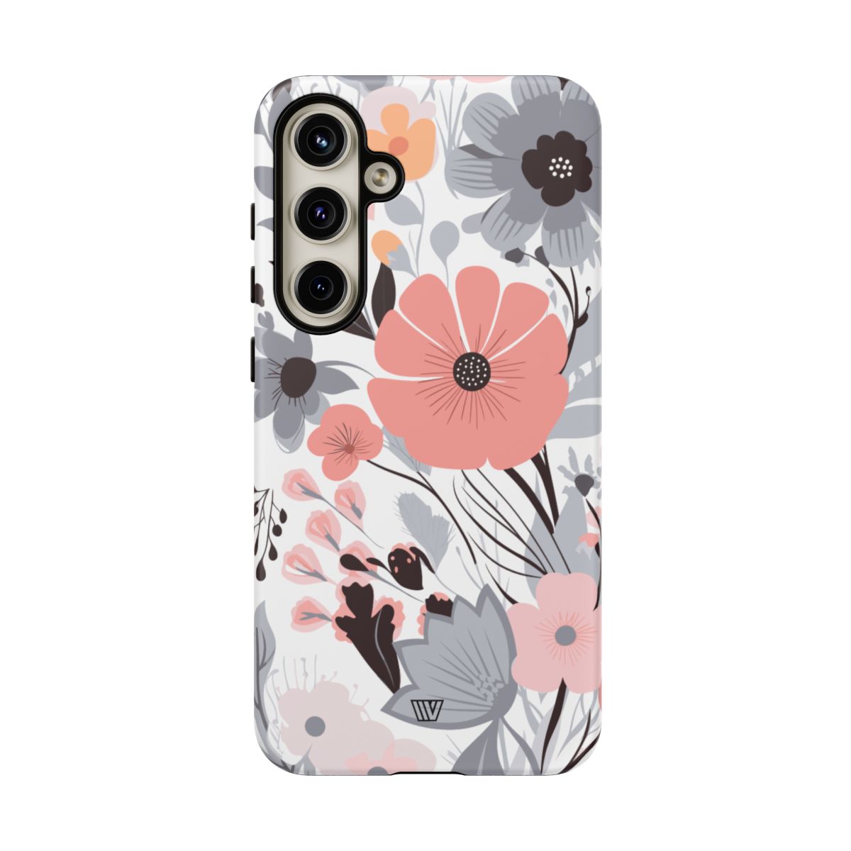 Gray Pastel Flowers Tough Phone Case