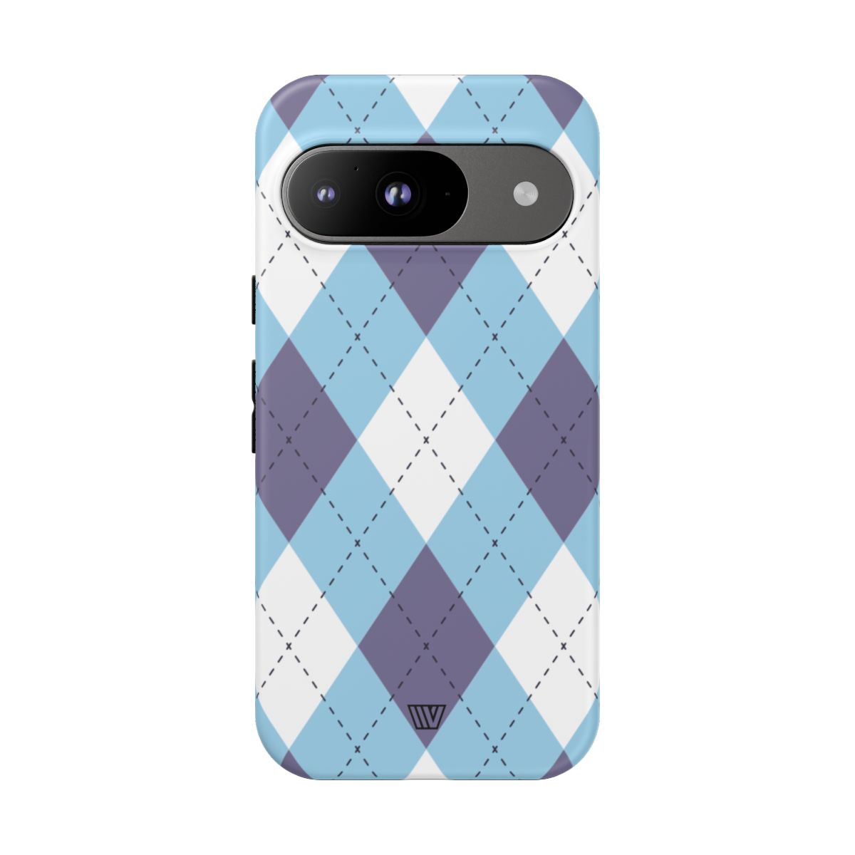 Tough Phone Case Blue White Purple Argyle Polycarbonate Shell