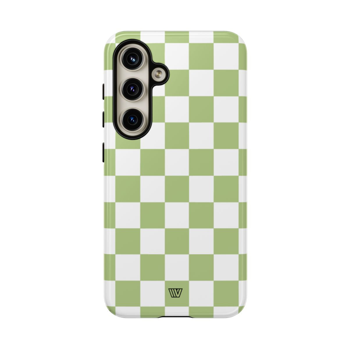 Pale Olive White Checkerboard Tough Phone Case